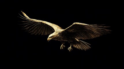 Obraz premium Majestic eagle soaring with wings spread against a dark background