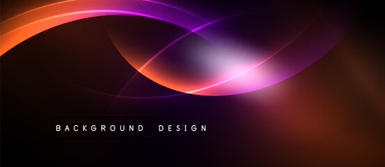 Abstract dynamic lines, vibrant colors, dark background. Modern design elements create flowing visual impact. Smooth gradients, energy.