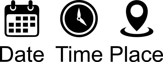 Date Time Place Location Icons