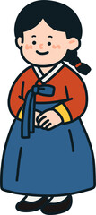 Child in hanbok character illustration