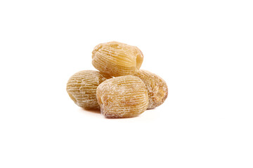 Golden Dried Jujube Fruits Without Nucleus on White Background