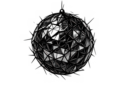 Hand drawing times square inspired new year's eve ball dropping with spiky ornament design, transparent background - Powered by Adobe