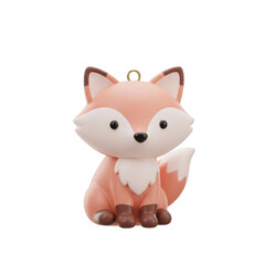 Fototapeta premium Cute Fox Ornament with Pink and Brown Fur on Transparent Backdrop
