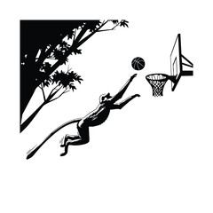 Monkey Playing Basketball vector dunk silhouette idea of street sport game animal 100 character © MdRafiul