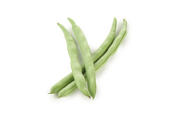 Fresh Green String Beans Isolated on White Background