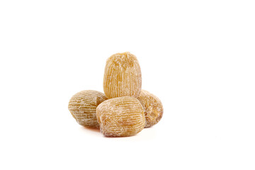 Golden Dried Jujube Fruits on White Background - Healthy Natural Snack Food Photography