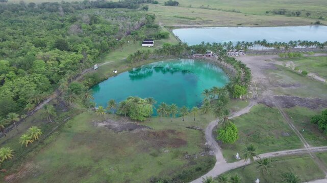 Drone view of Las Aguas de Mois&eacute;s, serene nature in Sucre, Venezuela