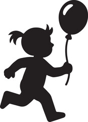 Child running with balloon silhouette icon