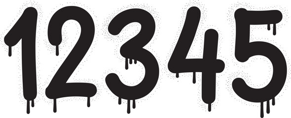 Number set 12345 in drip graffiti style
