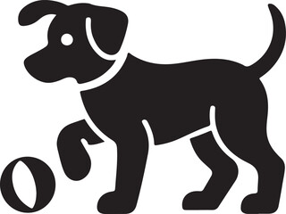 Dog playing with ball silhouette icon