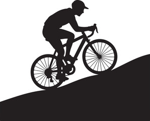Silhouette icon of a cyclist pedaling uphill