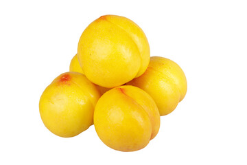 Fresh Golden Yellow Nectarines on White Background - Healthy Organic Stone Fruit