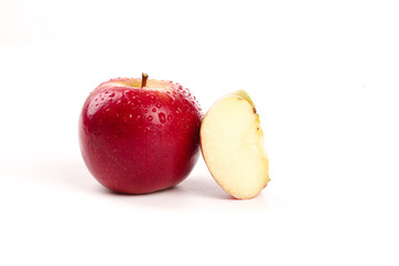 Fresh Red Apple with Slice on White Background - Healthy Fruit Nutrition Concept