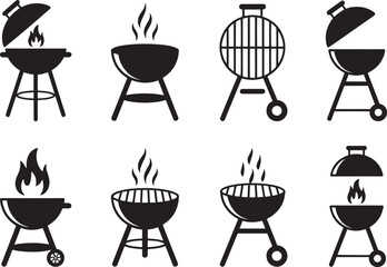 Barbecue grill icon set