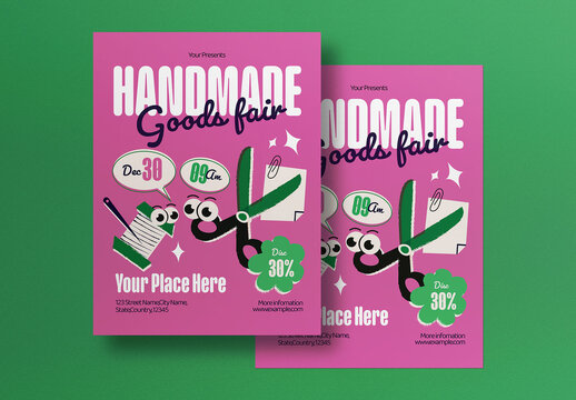 Pink Quirky Handmade Goods Fair Flyer Layout