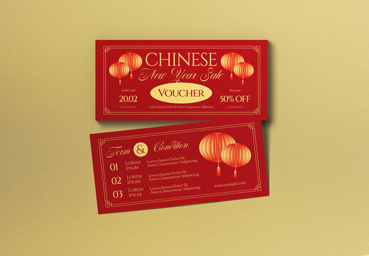 Red Gradient Chinese New Year Voucher