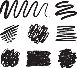 Stroke set of hand drawn marker lines