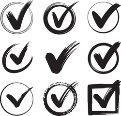 Check mark grunge icon set © Emongrapic