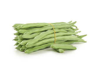 Fresh Green Beans Bundle on White Background - Seasonal Vegetable