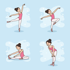 Four ballet poses of a young girl in pink leotard and tutu © PadmaRani
