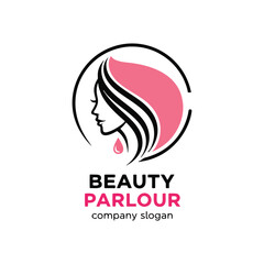 Elegant Beauty Parlour Logo with Woman's Profile and Flowing Hair