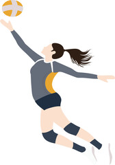 Dynamic Volleyball Player Illustration in Action Pose – Sports Vector Design