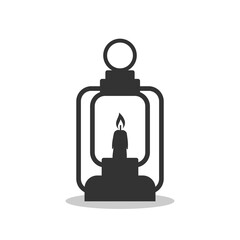 Camping lantern icon with shadow