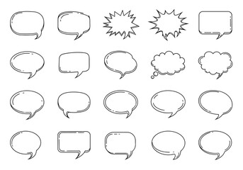 Fototapeta premium Collection of Black and White Speech Bubbles in Various Shapes.