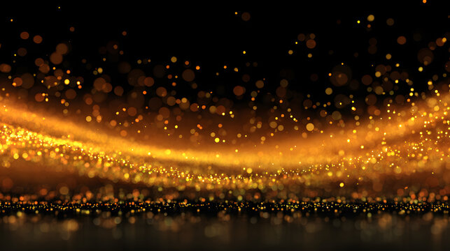 golden christmas particles and sprinkles for a holiday celebration like christmas or new year. shiny golden lights. wallpaper background for ads or gifts wrap and web design