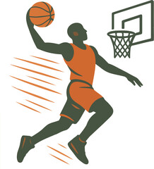 Basketball player dunking ball near hoop graphic sport © Nargis