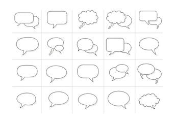Obraz premium Collection of Black and White Speech Bubbles.