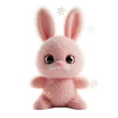 Obraz premium Cute Fluffy Pink Bunny Character with Transparent Background