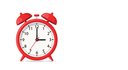 Vibrant red vintage alarm clock showing 3 o'clock, perfect for time management and schedule planning concepts