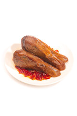 Chinese Duck Tongue Delicacy in Red Chili Oil Sauce Traditional Asian Cuisine