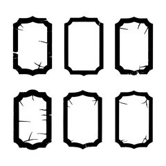 Vintage style decorative frames with cracks for creative design projects and art displays
