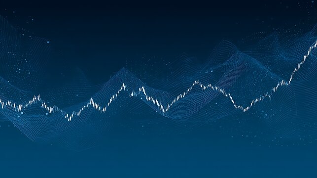 Digital Stock Market Candlestick Chart: Abstract Financial Data Wave, Trading Background, and Forex Analysis.