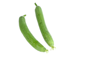 Fresh Shandong Silkmelon Longline Variety Green Ridged Melons White Background