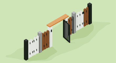 Open gate invites exploration, promising new beginnings and exciting opportunities in a modern, clean design