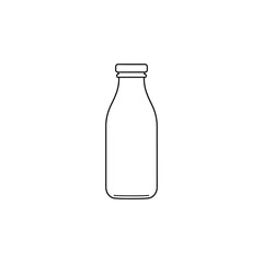 Milk bottle stands empty on white surface, awaiting refreshing beverage in simple, minimalist style, creating a clean and modern aesthetic.