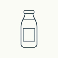 Milk bottle sits alone on a plain surface, captured in a minimalist line drawing style, evoking simplicity and cleanliness.