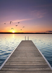 Fototapeta premium calm sunset on the wooden pier