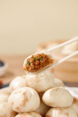 Fresh Shengzhou Xiaolongbao Soup Dumplings with Chopsticks - Traditional Chinese Steamed Buns Specialty