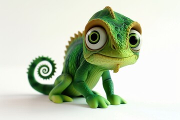 3D Chameleon Isolated on White Background