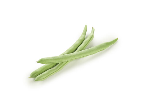 Fresh Green Bean Pods on White Background - Healthy Vegetables