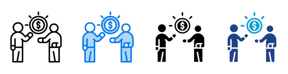 Price negotiation icon set multiple style collection