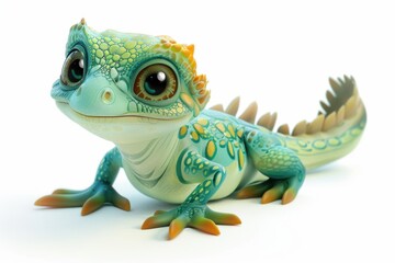 Fototapeta premium Adorable Cartoon Lizard with Big Eyes