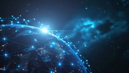 Global network of connected nodes symbolizing communication, information, and connection 