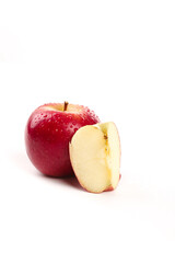 Fresh Red Apple with Slice on White Background - New Zealand Imported Fruit
