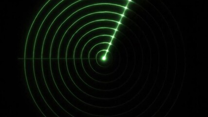 Vibrant green digital radar screen actively scanning for signals, showcasing futuristic detection technology and surveillance interface on a dark background - Powered by Adobe