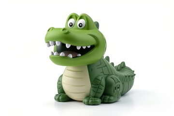 Fototapeta premium 3D Cartoon Crocodile Toy Figure on White Background
